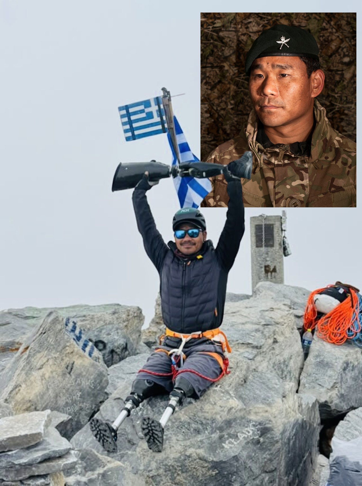 Double-amputee Gurkha veteran Hari Budha Magar summits Mt. Olympus in Greece