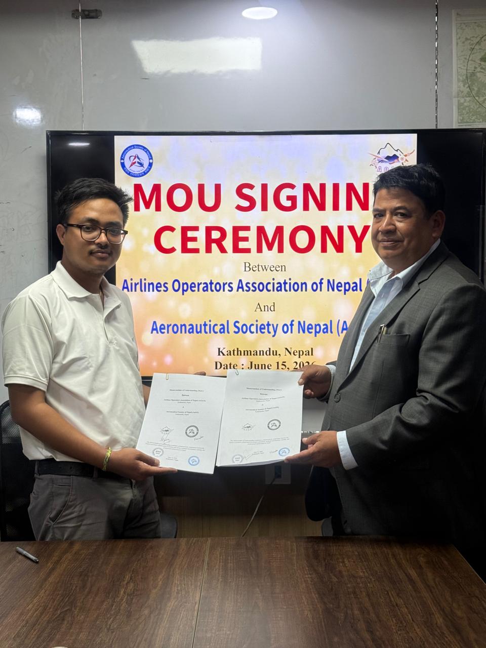 AOAN, Aeronautical Society of Nepal sign MoU to advance aviation safety, training and digital transformation